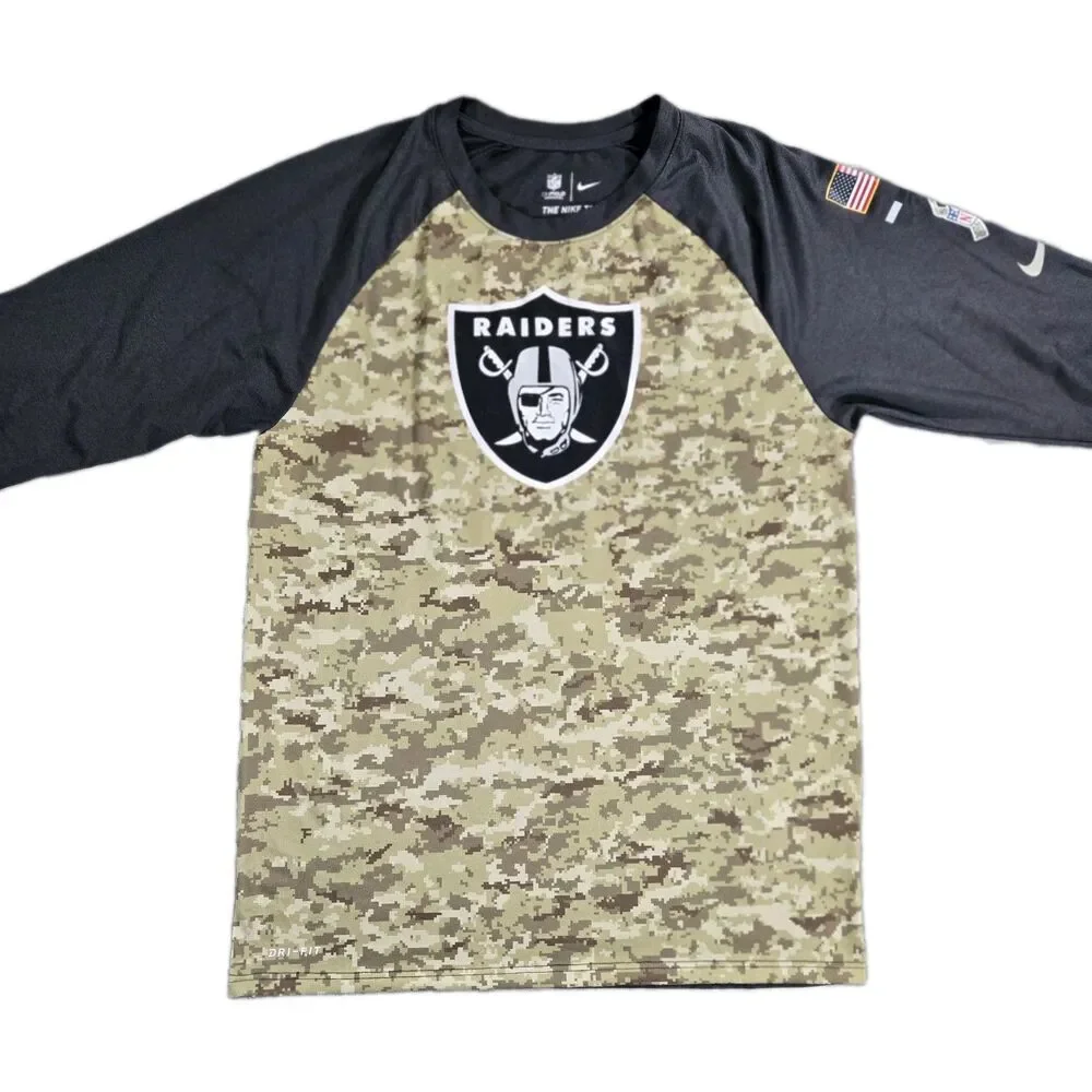 Mens Nike DriFit Las Vegas Raiders Shirt Salute To Service Digital Camo Medium